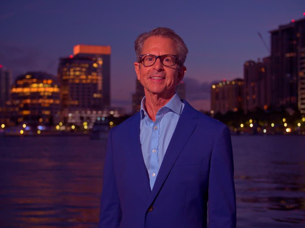 Gregg Weiss on the waterfront at night
